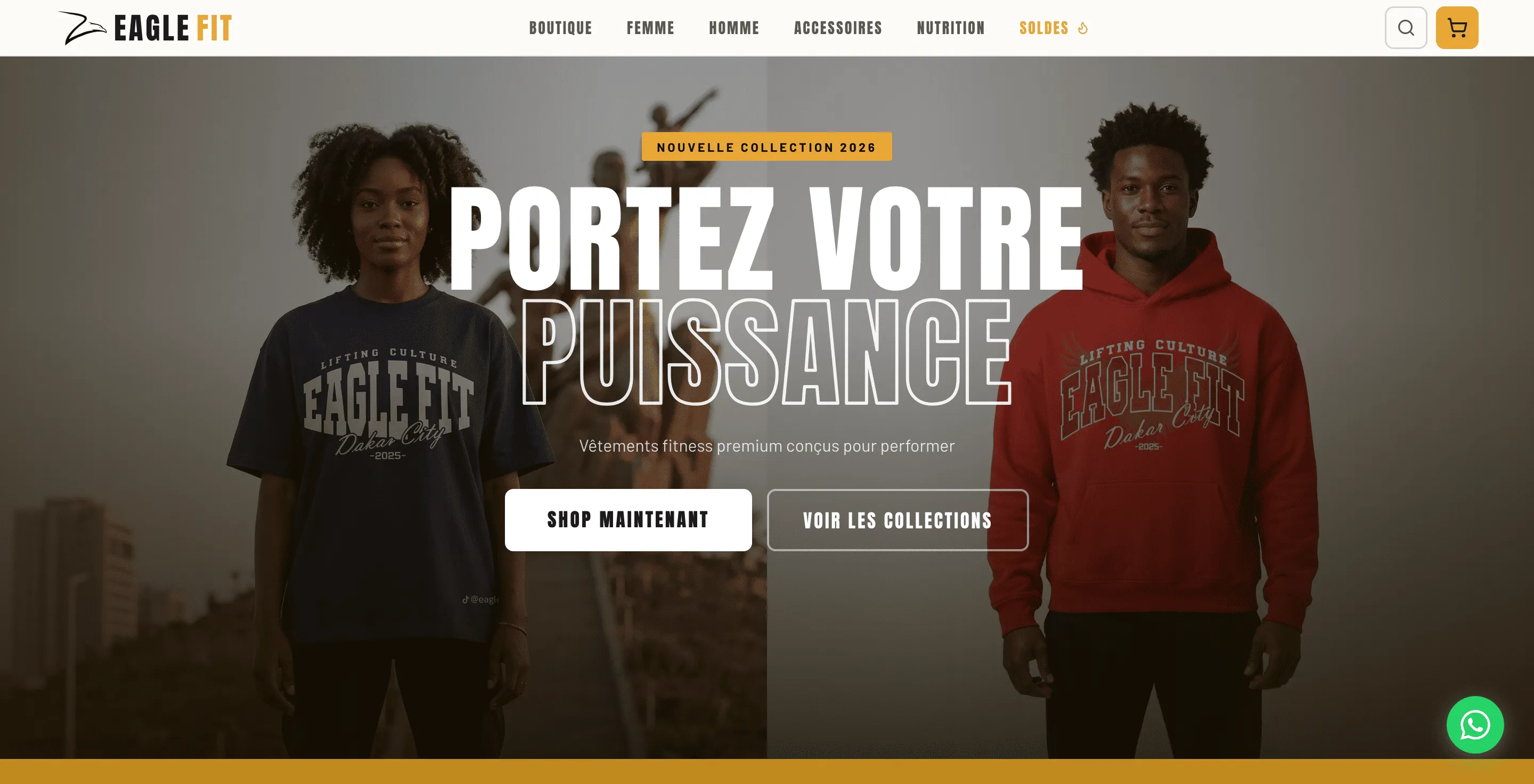 Page d'accueil du site Eagle Fit