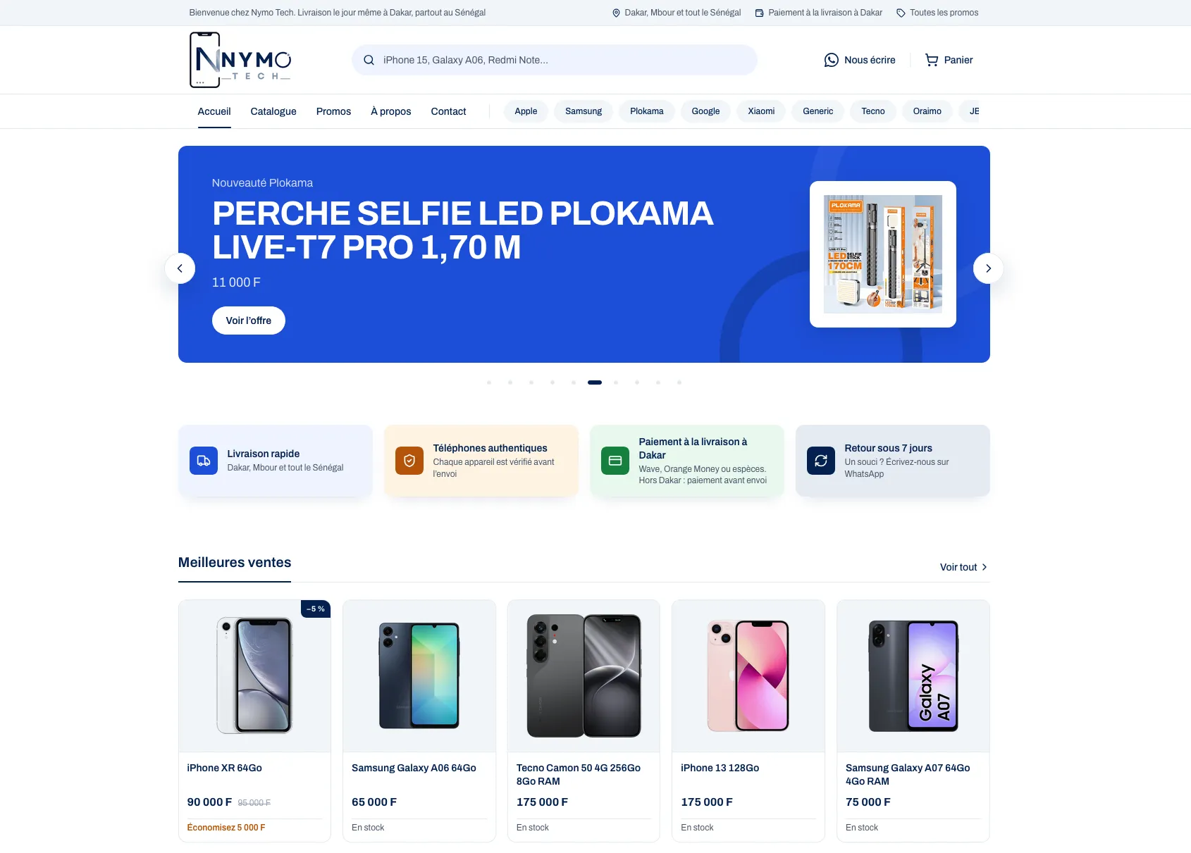 Page d'accueil du site Nymo Tech